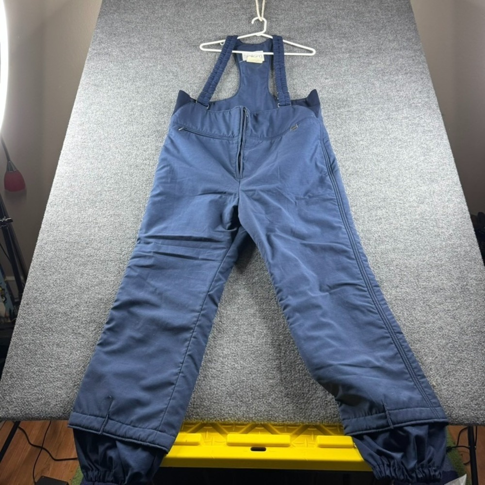 VINTAGE Slalom Ski Bib Adult 40 (XL) Blue Nylon‎ Snow Pants Suspenders Snowboard